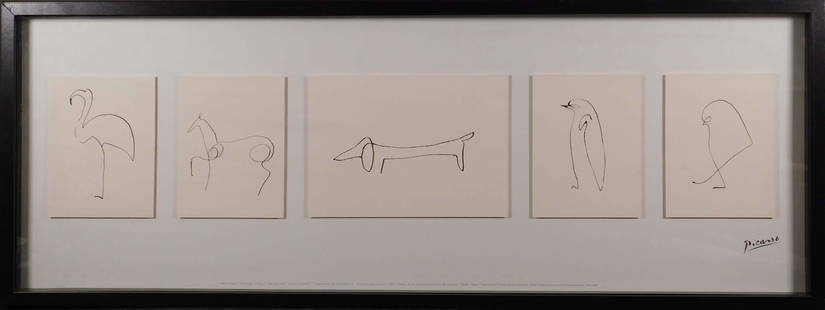 picasso flamingo horse dog penguin