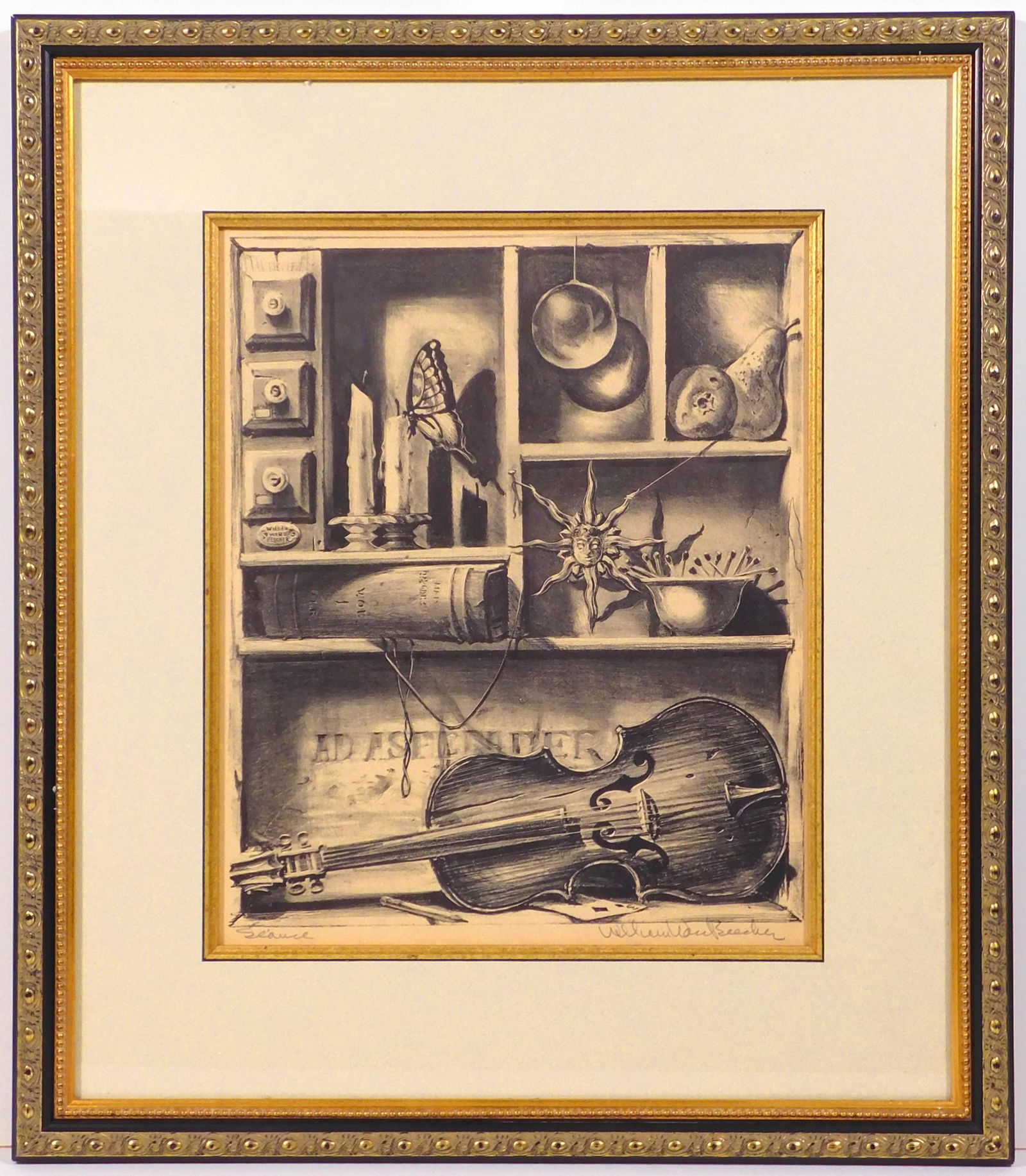 William Ward Beecher: Seance: William Ward Beecher (American, 1921 - 2006): Seance. Lithograph on paper, signed and titled in pencil below, unnumbered, framed, printed by Associated American Artists circa 1955 and is included in t