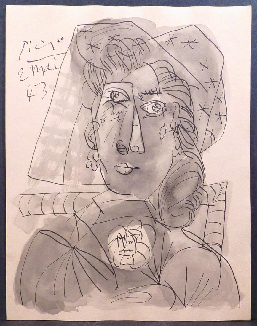 Pablo Picasso,  attributed: Femme Aissise (1 of 7)