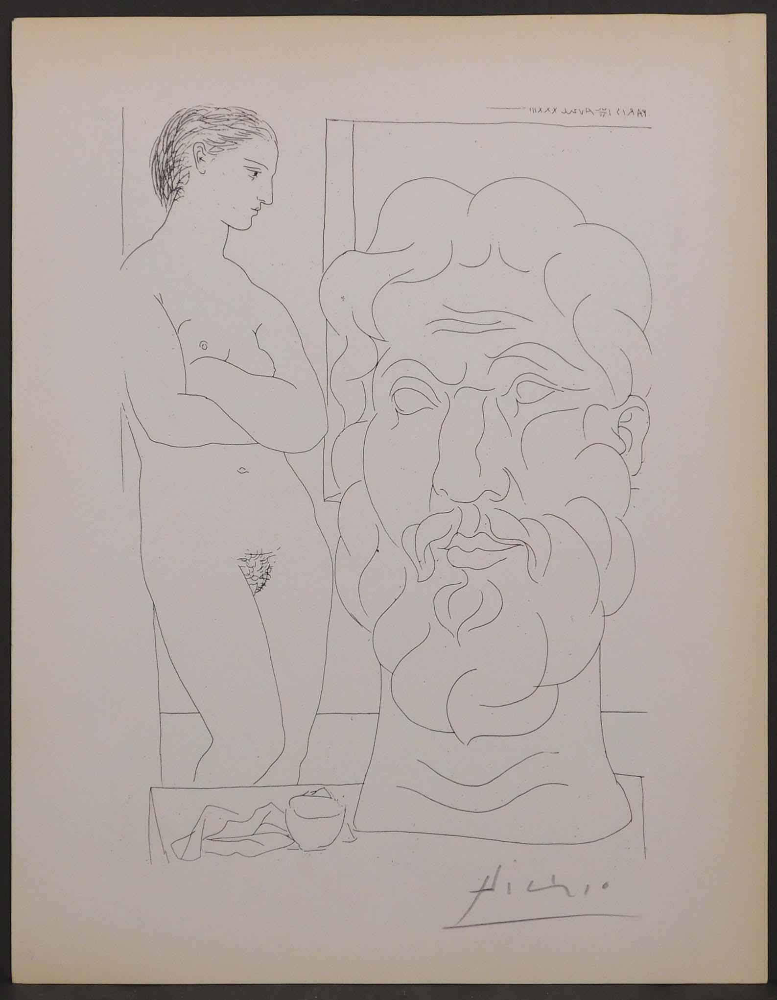 Pablo Picasso, After:  Marie-Therese Looking at a Sculpted Self Portrait of the Sculptor (1 of 3)