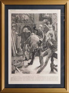 The Artist and his Critics: The Artist and his Critics: Wood engraving from "Every Sunday" newspaper. Printed May 27, 1871. Framed. 17.5 x 13 inches framed.