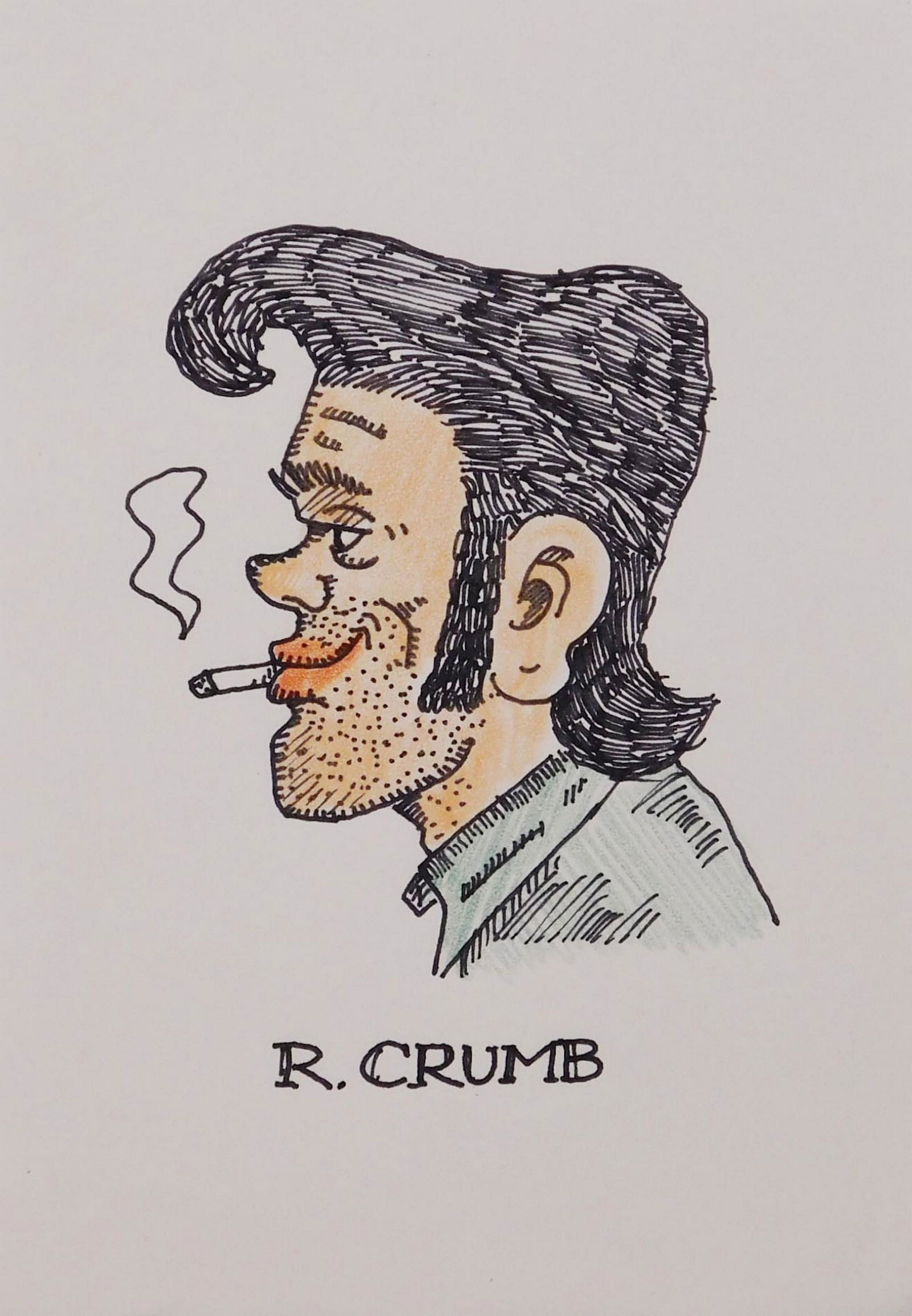 Robert Crumb (Attributed): Greaser Smoking (1 of 5)