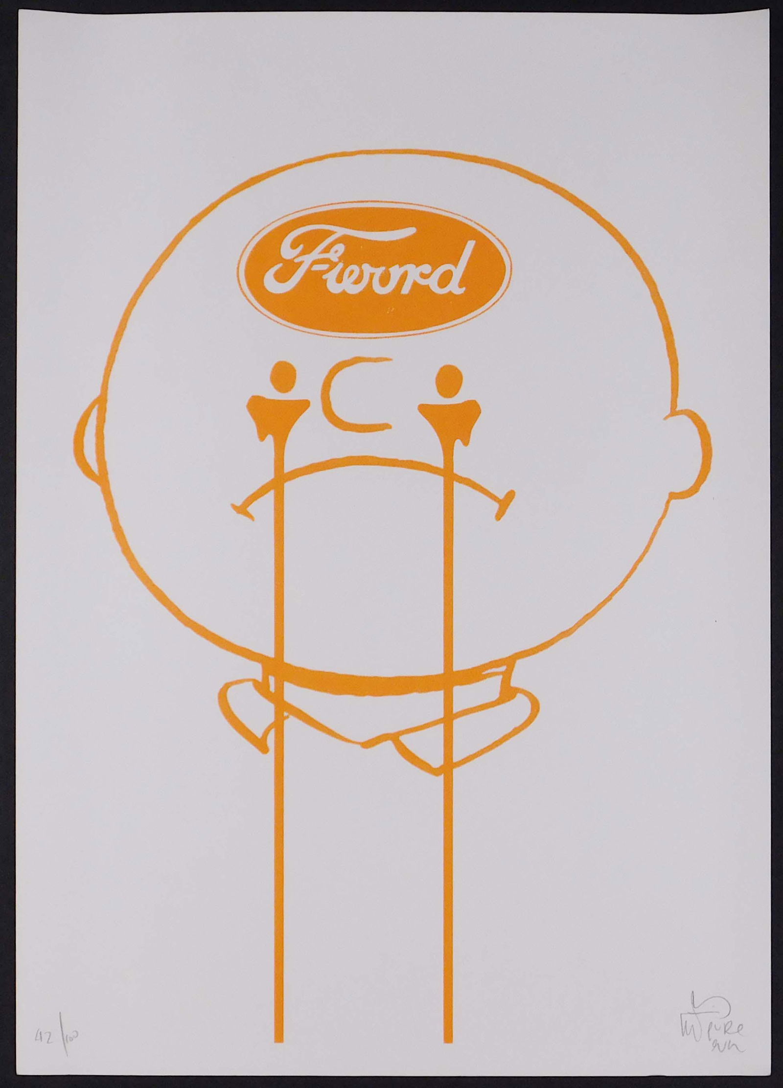 Pure Evil (English, 1968): Charlie Brown The F Word: Pure Evil (English, 1968): Charlie Brown The F Word. Screen print on paper, signed and numbered, (42/100) in pencil. Unframed. Charles Uzzell-Edwards is a graffiti artist known by the moniker "Pure Ev