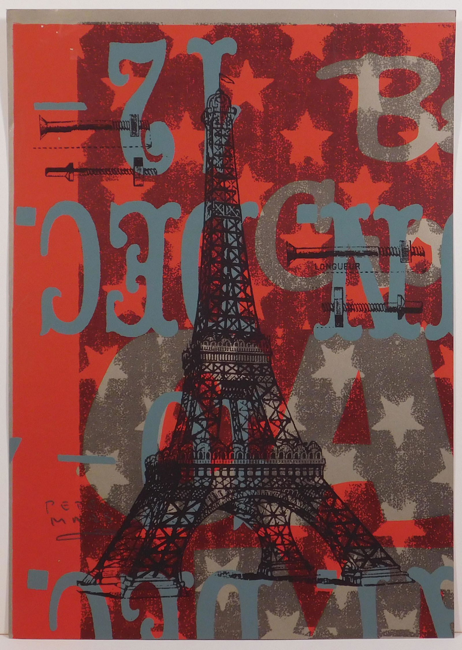 Peter Mars : Eiffel Tower: Peter Mars (American, b 1959): Eiffel Tower. Hand-signed Original hand-pulled serigraph/silkscreen on archival paper, signed lower left. Verso titled and numbered in pencil, embossed and counter-stamp
