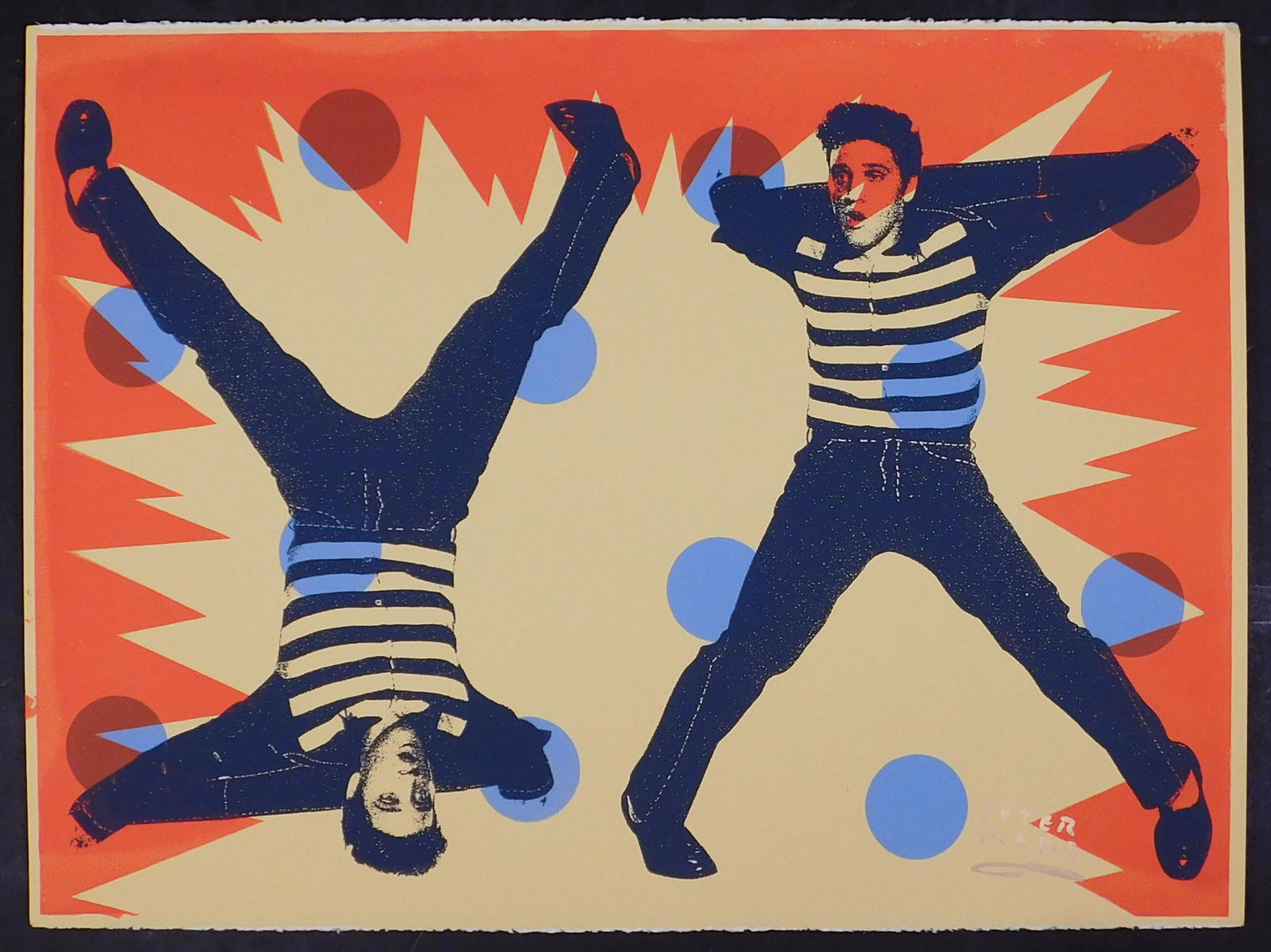 Peter Mars : Elvis, Jail House Rock: Peter Mars (American, b 1959): Elvis, Jail House Rock. Hand-signed Original hand-pulled serigraph/silkscreen on archival paper, signed lower right. . Numbered and stamped verso. Inspired by wallpaper,