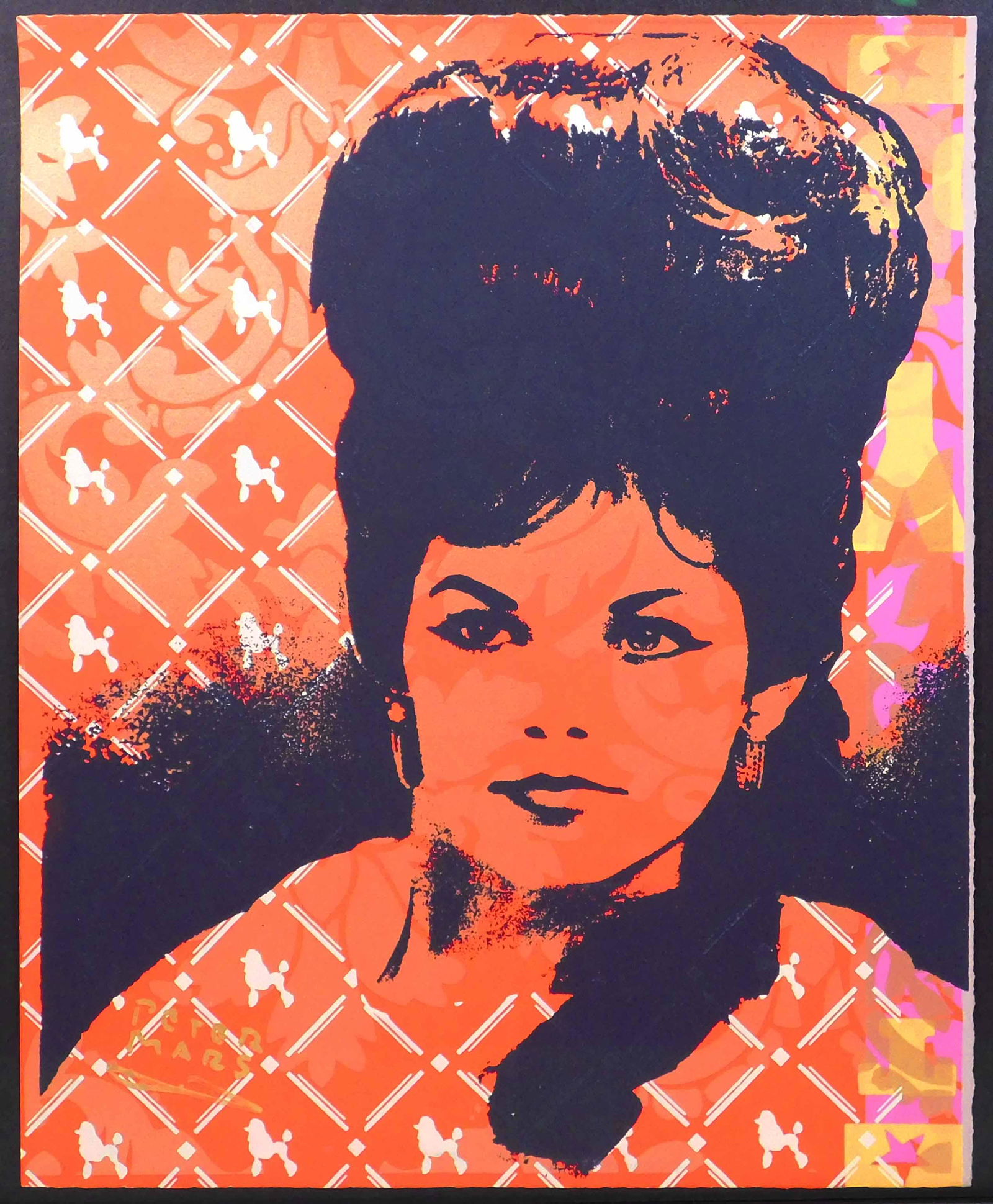 Peter Mars: Poodle Print (Big Hair): Peter Mars (American, b 1959): Poodle Print. Hand-signed Original hand-pulled serigraph/silkscreen on archival paper, signed. Verso titled and numbered in pencil, embossed and counter-stamped. Inspire