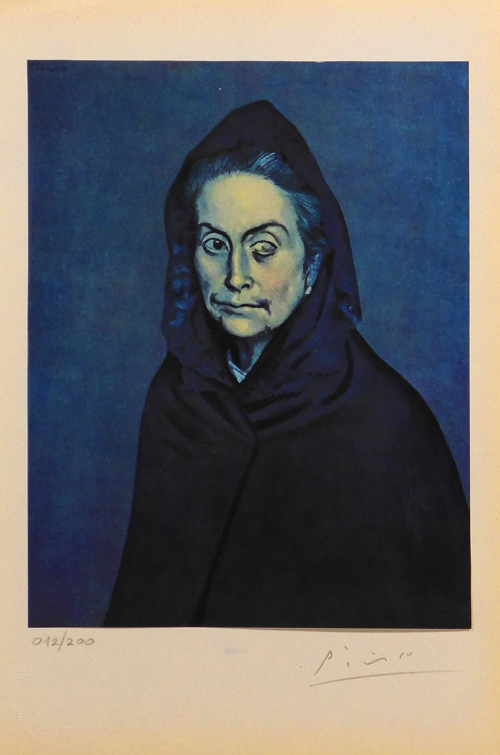 Style of Pablo Picasso: Celestina: Style of Pablo Picasso (Spanish, 1881-1973): Celestina, 1958. Chromolithograph on paper mounted to paper, signed and numbered (12/200) in pencil below, embossed lower right, published by Editions d'ar