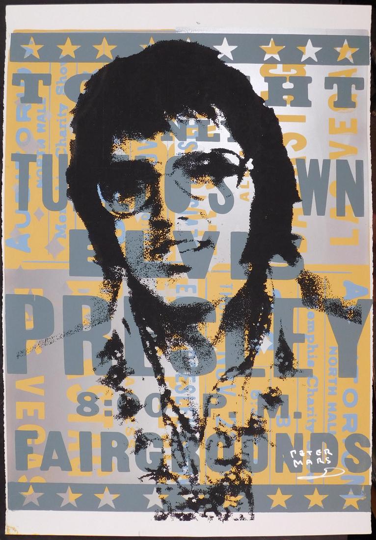 Peter Mars : SCAN IIIIII (Rhinestone Elvis): Peter Mars (American, b 1959): SCAN IIIIII (Rhinestone Elvis). Hand-signed Original hand-pulled serigraph/silkscreen on archival paper, signed lower right. Verso titled and numbered in pencil, embosse