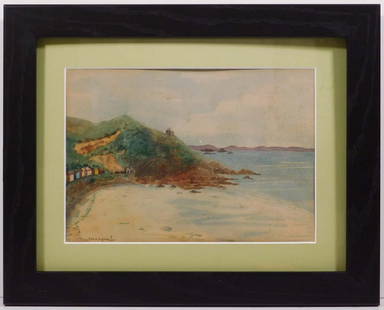Albert Marquet: Coastal View: Albert Marquet (French, 1875-1947): Coastal View. Watercolor on paper, signed lower left, "St. Cast, July 17" inscribed verso. Professionally framed and matted. Albert Marquet is known for Fauve lands