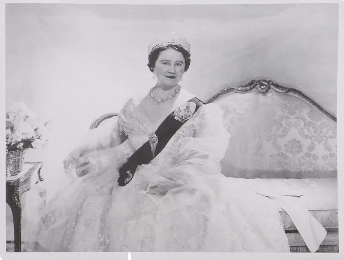 Cecil Beaton: Elizabeth - Queen Mother of England: Cecil Walter Hardy Beaton (British, 1904 - 1980): Elizabeth - Queen Mother of England, 1957. Silver gelatin print. Printed by International News Photos, New York. Photographed in connection with her t