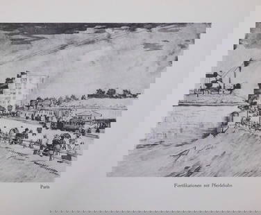 Vincent van Gogh: Fortifikationen mit Pferdebahn, Paris: Vincent van Gogh (Dutch, 1853-1890): Fortifikationen mit Pferdebahn, Paris. Limited edition gravure print. Unsigned, unframed. Published by Meier Graefe, 1928, Berlin. This item is accompanied by a do