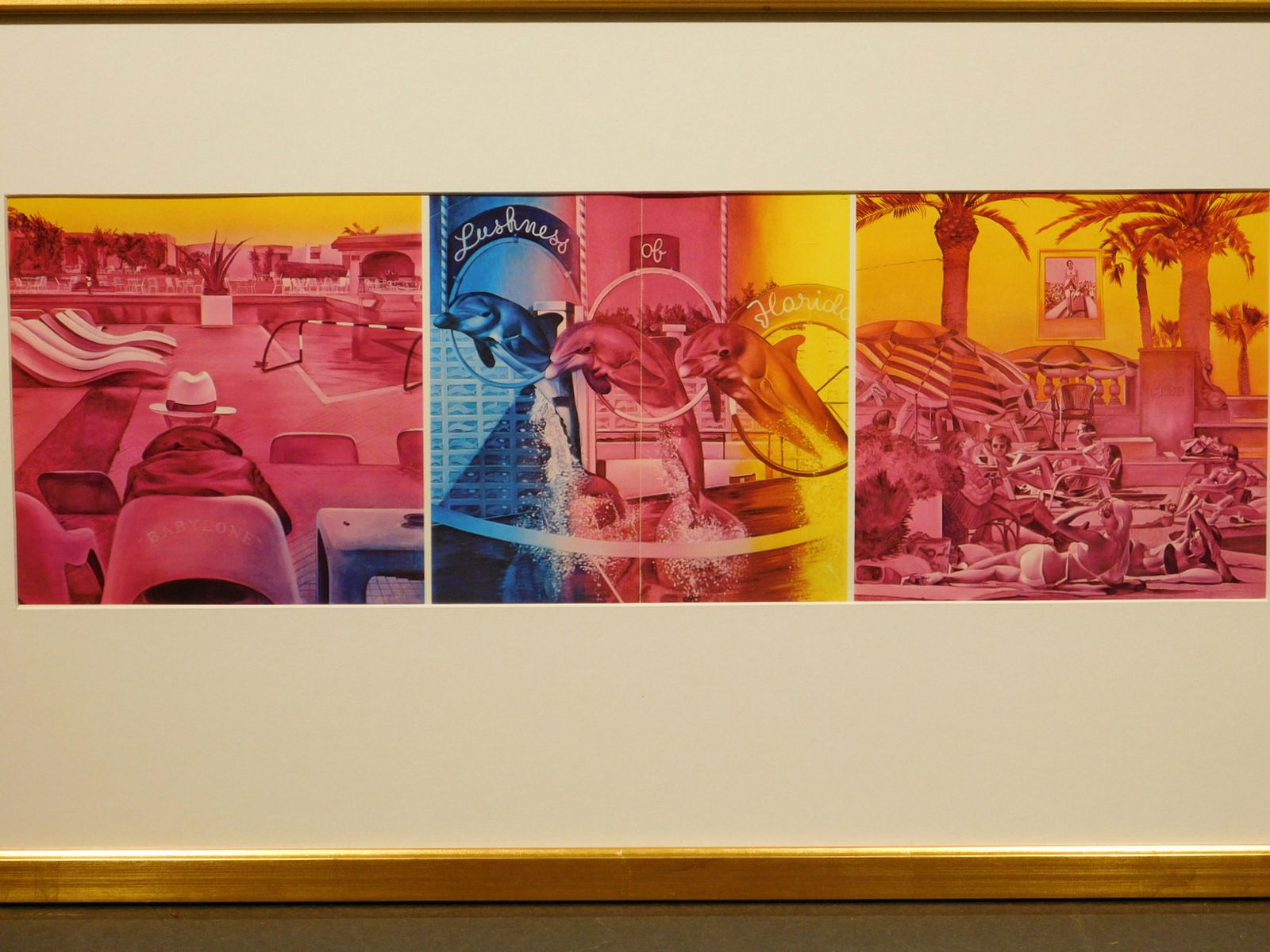 Jacques Monory: Lushness of Florida: Jacques Monory (French, 1924-2018): Lushness of Florida, triptych of lithographs, unsigned, framed. Jacques Monory was a French painter and filmmaker whose work is an allegory of the contemporary worl