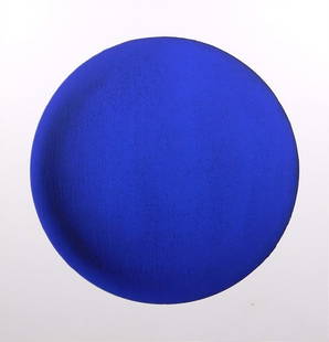 Yves Klein: Blue Disk: Yves Klein (French, 1928-1962): Blue Disk. Serigraph on paper, unsigned, unframed. Yves Klein was a French artist and an important figure in post-war European art. He was a leading member of the Frenc