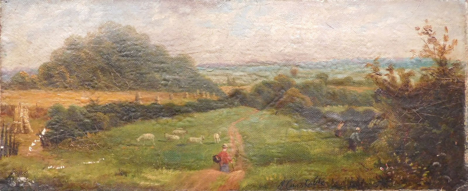 John Constable, Attributed: Blackberry Paysage: John Constable (British, 1776 - 1837) Attributed: Blackberry Paysage. Oil on paper mounted to board, signed by another hand lower right, writing by previous owner verso, framed. John Constable was the