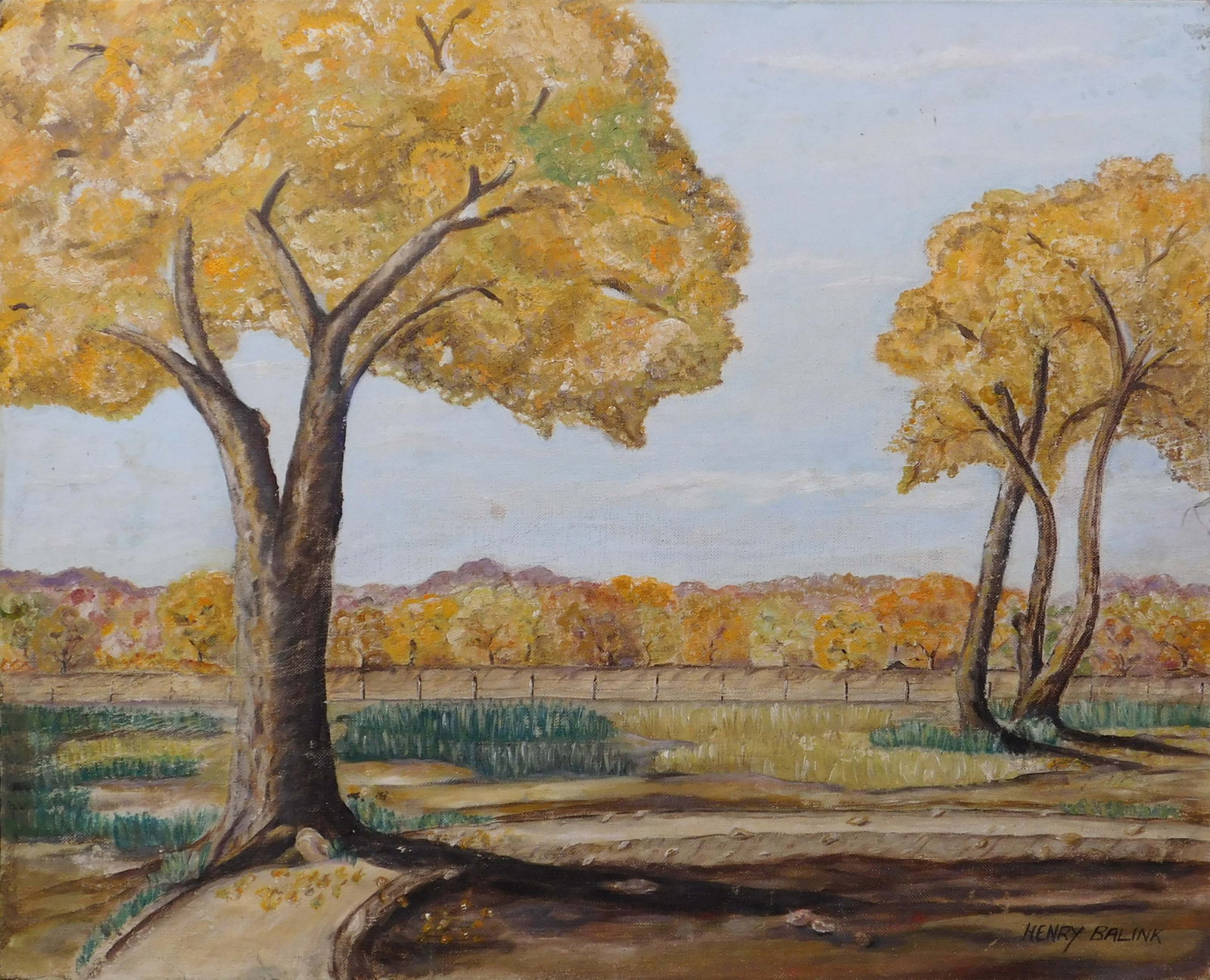 Henry Balink: The Bosque (Countryside): Henry Balink: The Bosque (Countryside), 1962. Oil on canvas board, signed lower right, signed and dated verso, unframed. 16 x 20 inches canvas. Private collection, Madison, Wisconsin.