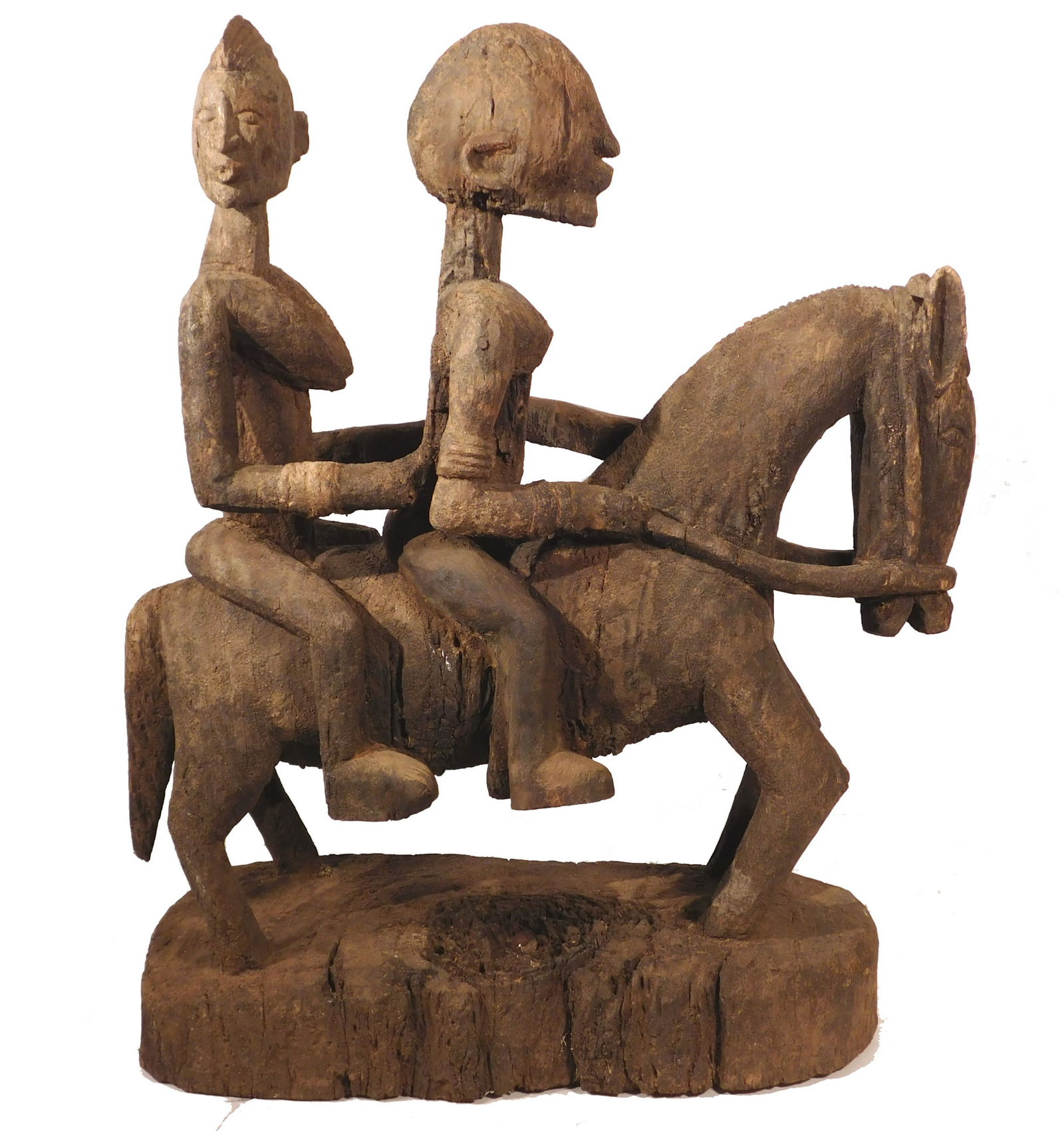 African Tribal Dogon Equestrian Sculpture: Horse w/2 Riders (1 of 10)