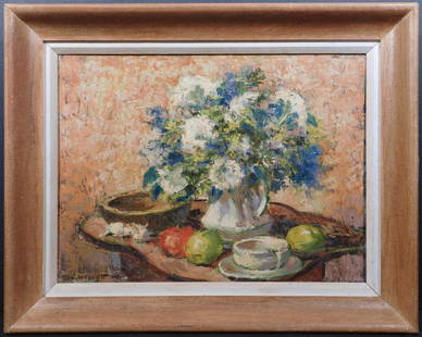 Harold C. Wolcott: Impressionist Still Life: Harold C. Wolcott (American, 1898-1977): Impressionist Still Life. Oil on canvas , signed lower left, framed. Wolcott was born in New York in 1898 and served in WWI and later worked as a