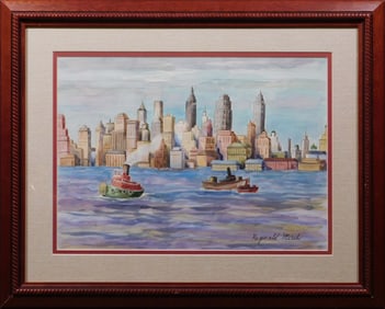 Reginald Marsh, Manner of: Red Tug, Weehawken, New Jersey