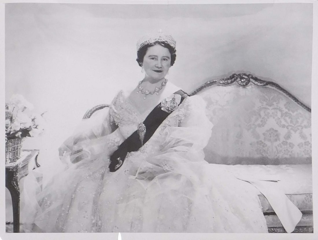 Cecil Beaton: Elizabeth - Queen Mother of England: Cecil Walter Hardy Beaton (British, 1904 - 1980): Elizabeth - Queen Mother of England, 1957. Silver gelatin print. Printed by International News Photos, New York. Photographed in connection with her t
