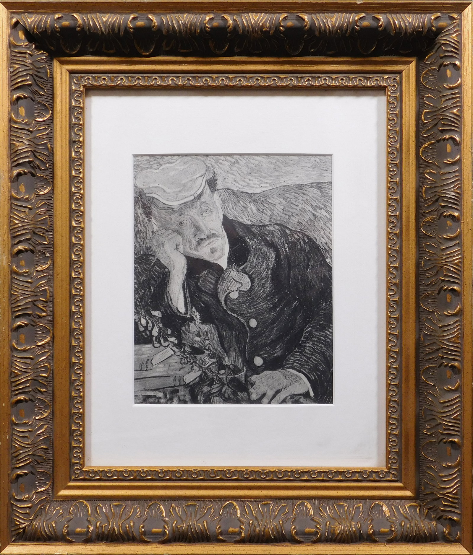 Vincent van Gogh: Portrait du Dr. Gachet: Vincent van Gogh (Dutch, 1853-1890): Portrait du Dr. Gachet. Limited edition offset lithograph on paper. Framed. Vincent van Gogh was a Post-Impressionist painter who is among the most famous and infl