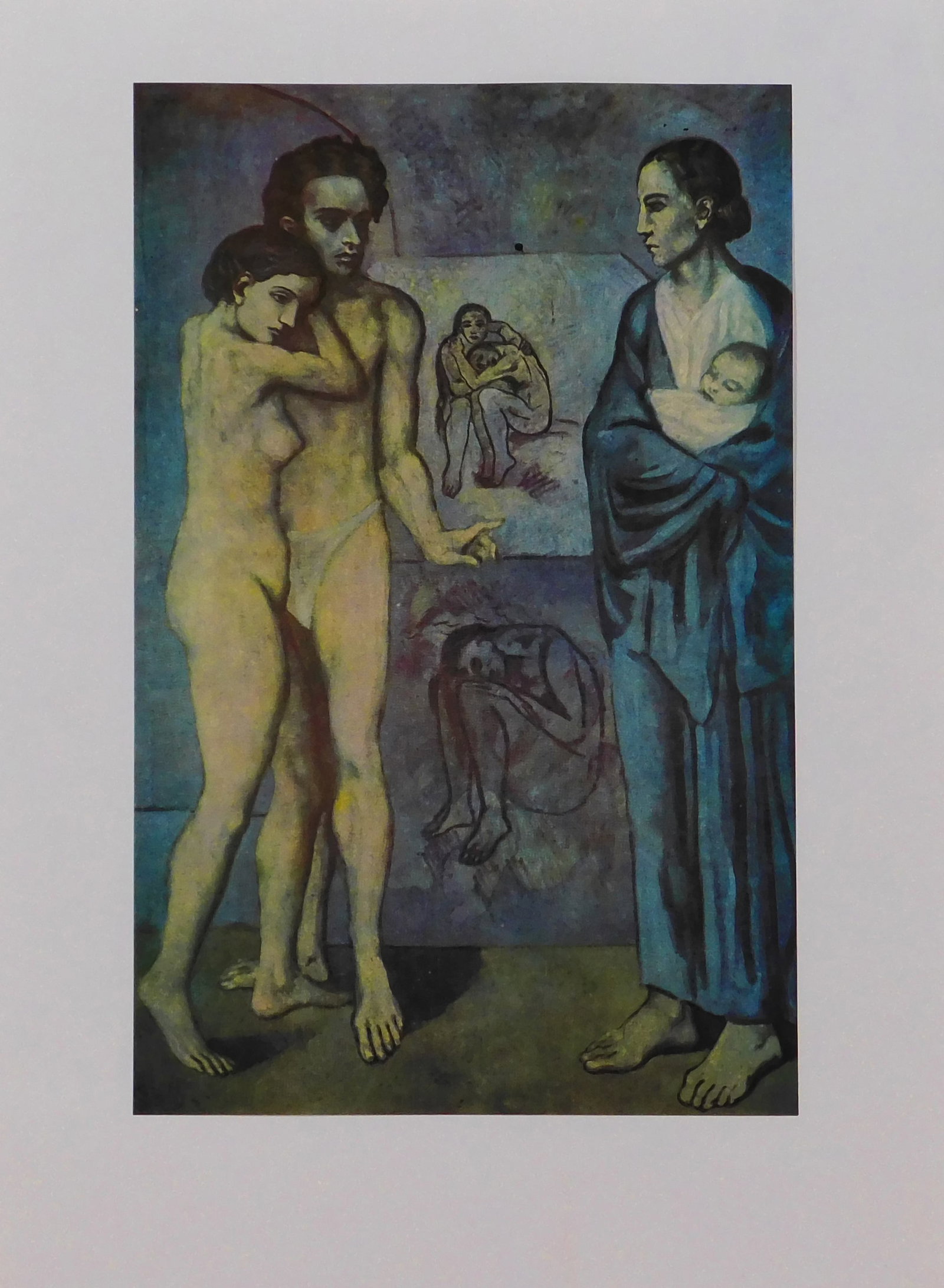 Pablo Picasso: La vie: Pablo Picasso (Spanish, 1881-1973) : La vie. Helio-lithograph mounted to paper, limited edition print from a first edition published by Boudaille in 1961. Text about the work verso. This print is acco