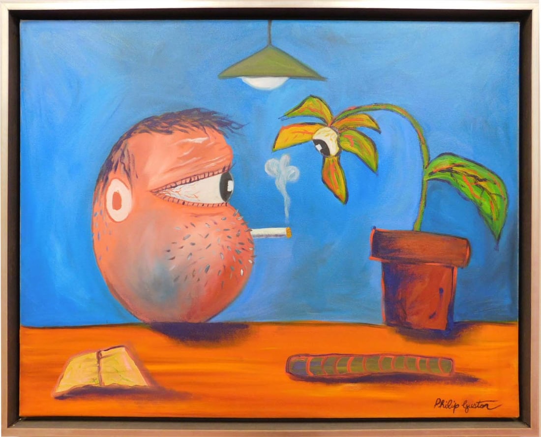 Philip Guston Attr. : Smoking Head with Plant (1 of 9)