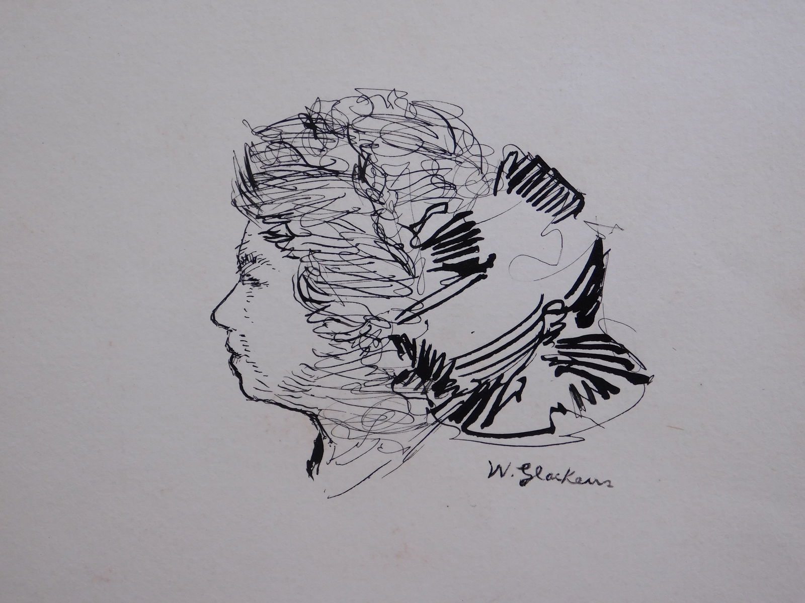 William Glackens . Portrait of Girl: William Glackens (American, 1870 - 1938). Portrait of Girl, Ink on heavy paper, mounted to mat board, signed. William James Glackens was an American realist painter and one of the founders of the Ashc