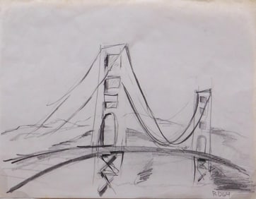Manner of Richard Diebenkorn: Golden Gate Bridge Sketch