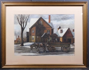 Dudley Thorris: American Regionalist Horse and Cart Scene