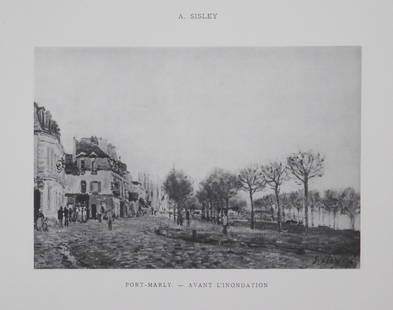 Alfred Sisley: Port-Marly-Avant L'Inondation: Alfred Sisley (French, 1839 - 1899): Port-Marly-Avant L'Inondation. Very rare limited edition gravure print. Printed by Chevallier and Bernheim Jeune 1902. Over 120 years old. This item is accompanied