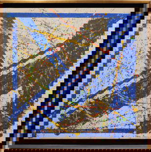 Sam Francis, Manner of: Abstract Composition: Sam Francis (American, 1923-1994) Attributed:/Manner of Abstract Composition. Acrylic on canvas, signed bottom right, framed. Sam Francis was a second-generation abstract expressionist who, with artis