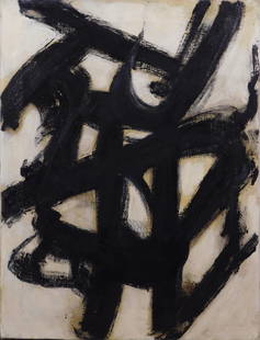 Franz Kline, Attributed: Abstract Composition: Franz Kline (American, 1910-1962) Attributed: Abstract Composition, 1954. Oil on canvas, signed verso. Franz Kline, a key figure of abstract expressionism and well known for his black and white painti