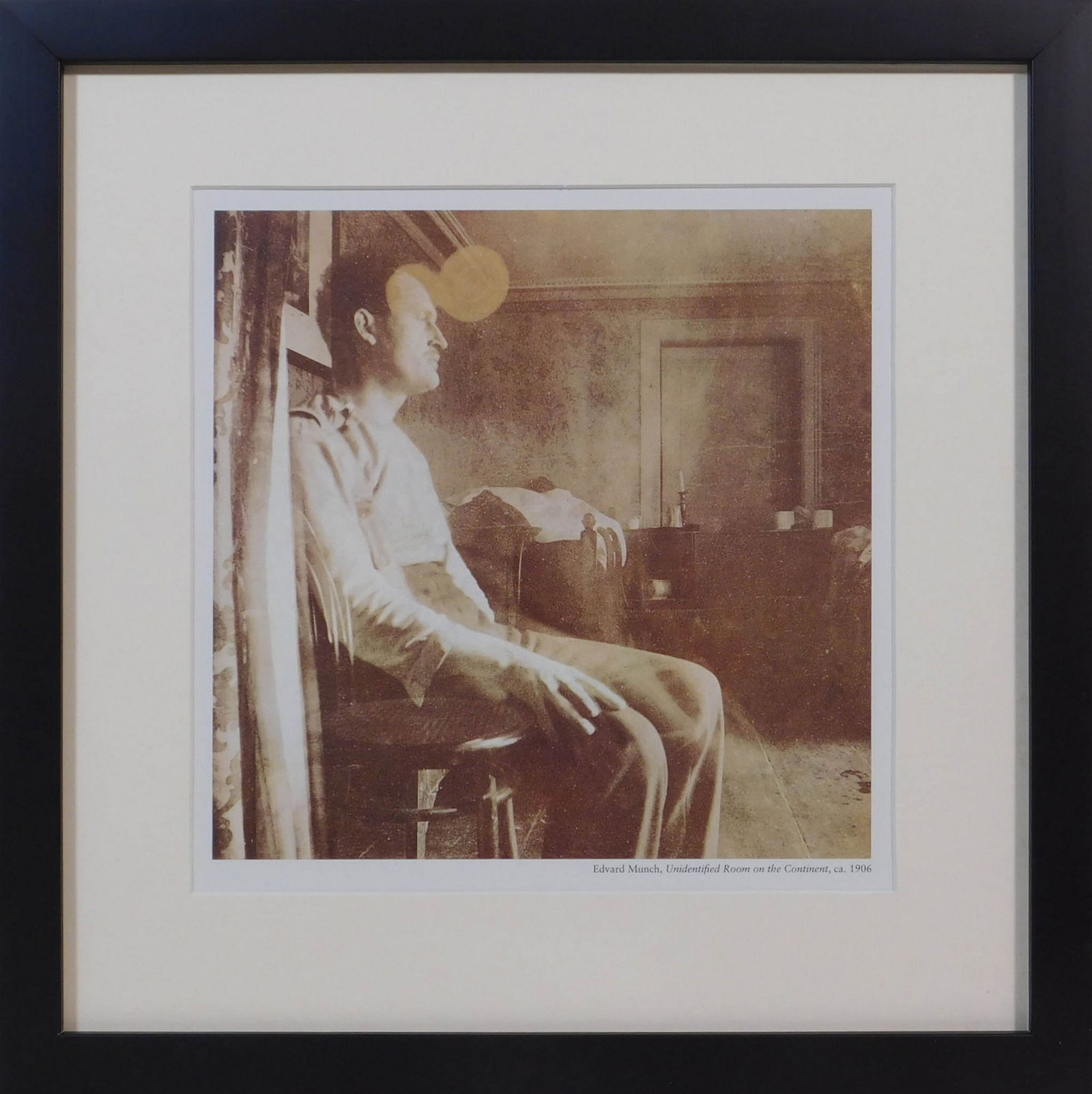 Edvard Munch: Unidentified Room on the Continent: Edvard Munch (Norwegian, 1863-1944): Unidentified Room on the Continent. Duotone lithograph printed in 1996. Professionally framed. Edvard Munch was a Norwegian painter. His best known work, The Screa