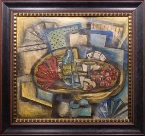 Emil Filla (Manner of) : Cubist Still Life with Cherries