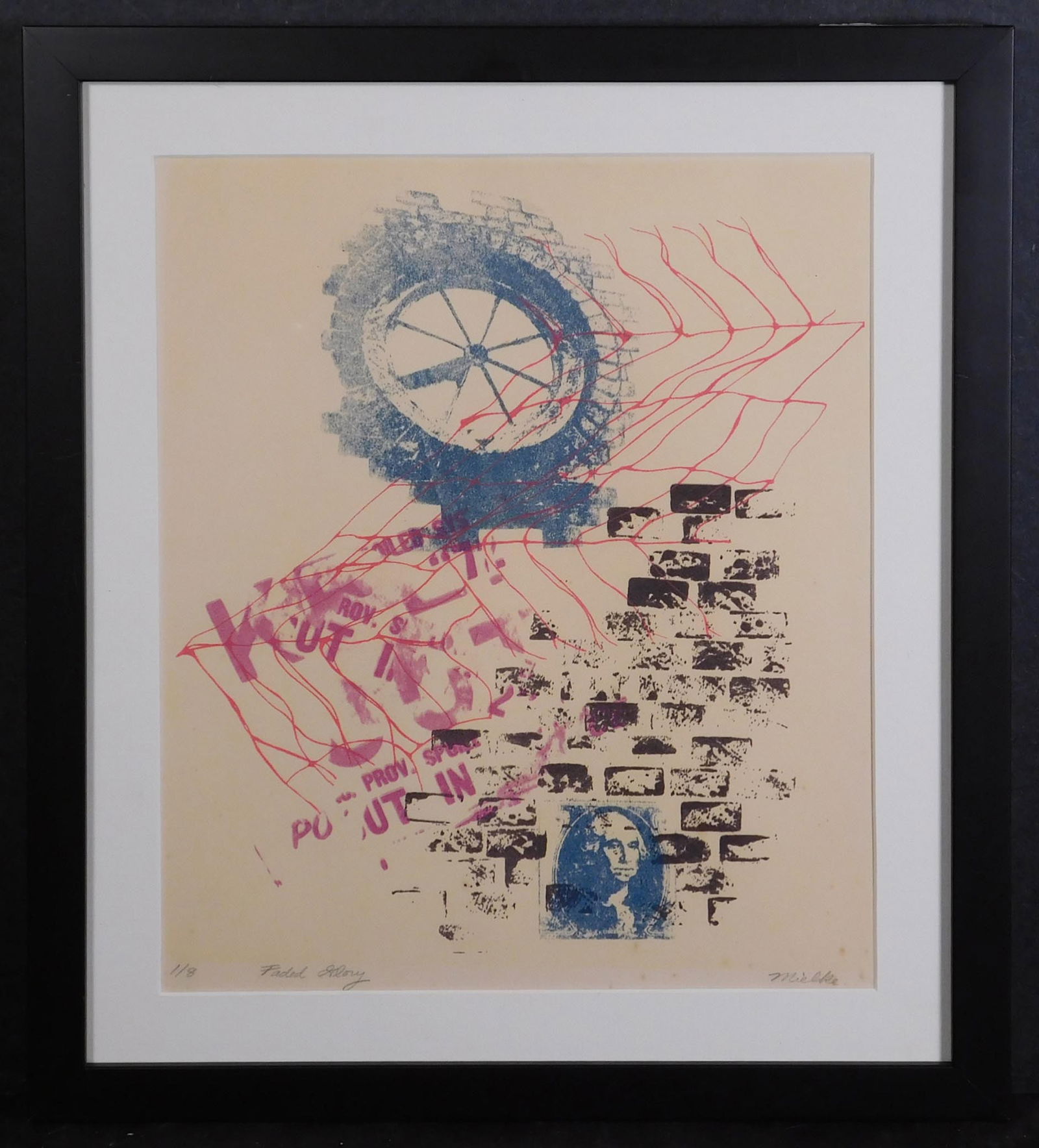 Janice Mielke: Faded Glory: Janice Mielke: Faded Glory, original serigraph, numbered 1/8, signed and framed. 16 x 14 inches framed.