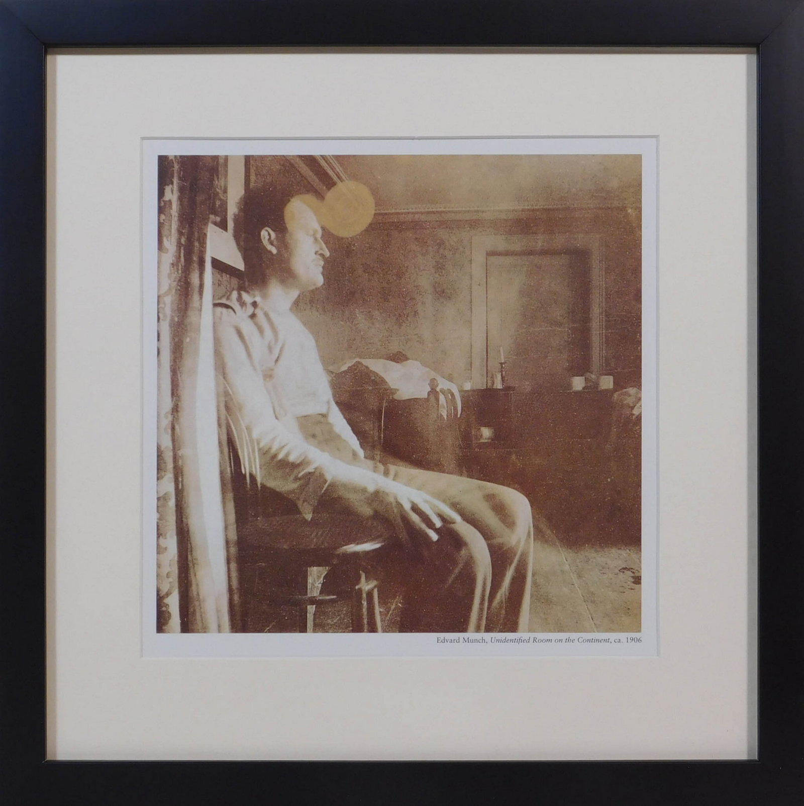 Edvard Munch: Unidentified Room on the Continent: Edvard Munch (Norwegian, 1863-1944): Unidentified Room on the Continent. Duotone lithograph printed in 1996. Professionally framed. Edvard Munch was a Norwegian painter. His best known work, The