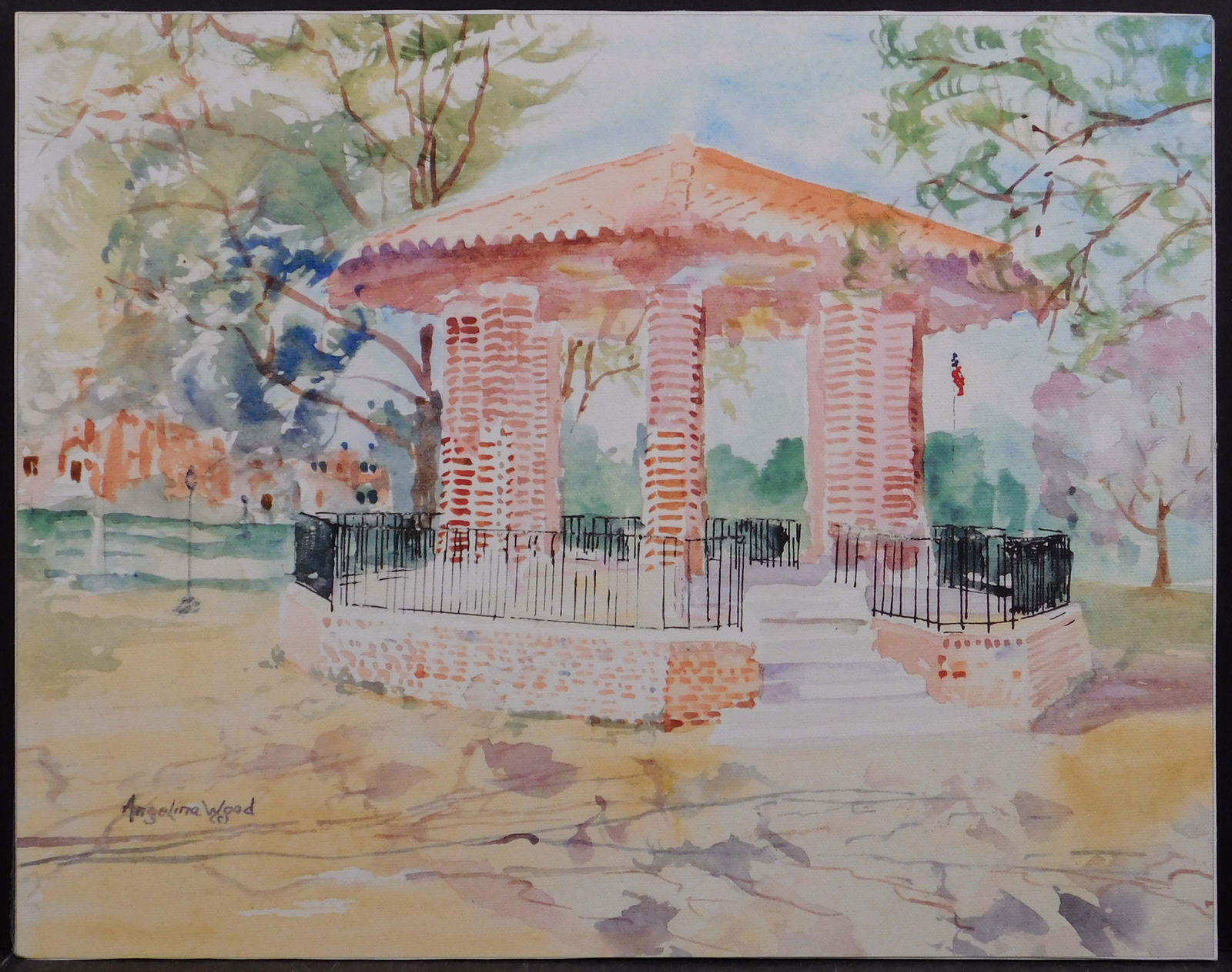 Angelina Wood: Franklin Common, Franklin, Massachusetts: Angelina Wood (American, 1930-2003): Franklin Common, Franklin, Massachusetts. Giclee print on canvas mounted to archival board, signed in print lower left, unframed. Angelina was a well known