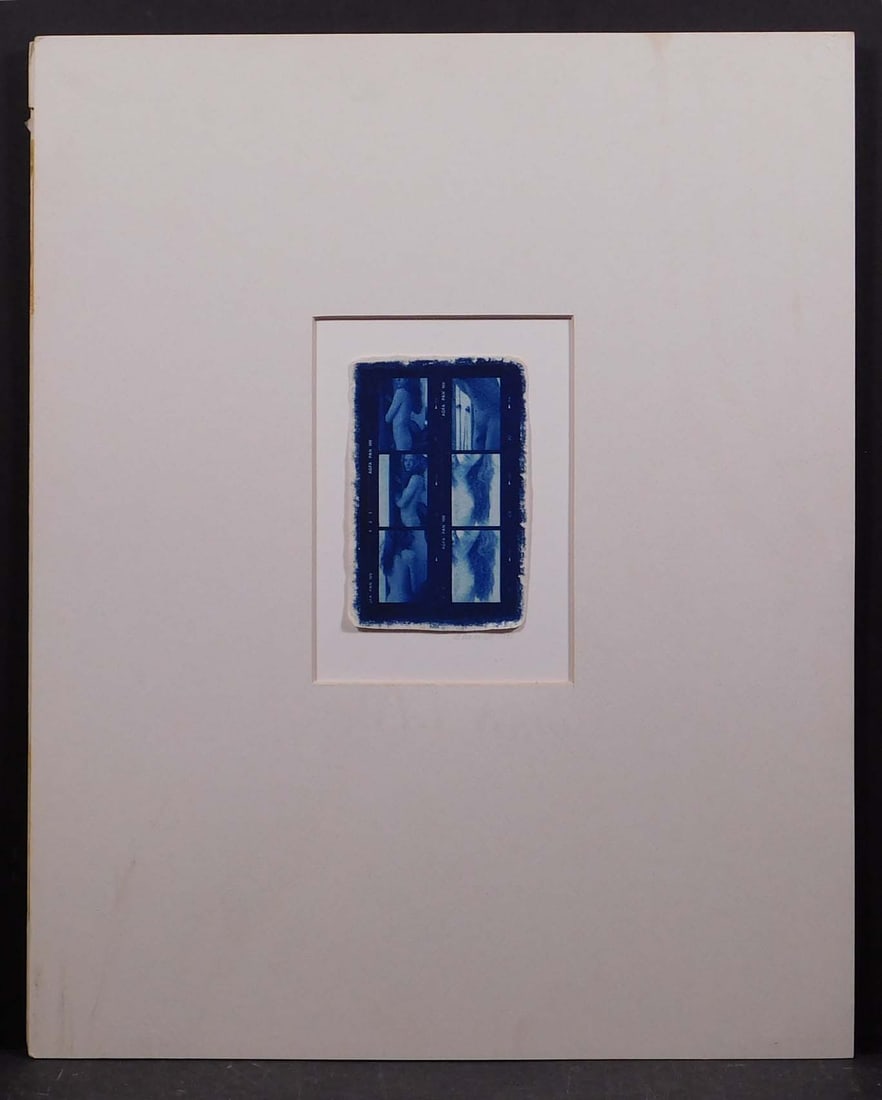 Gloria Badiner : Nude: Gloria Badiner (American, 20th Century): Nude, 1991. Cyanotype on rag paper mounted to rag board and matted, signed and dated in pencil below. 20 x 16 inches matted; 5.5 x 3.5 inches plate.