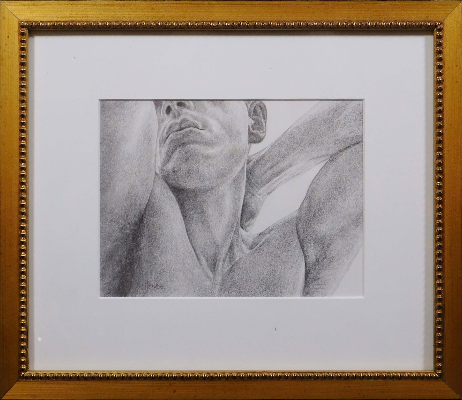 Marc Houde: Portrait of Argent: Marc Houde (American, 20th Century): Portrait of Argent. Graphite on paper signed lower left, professionally matted and framed