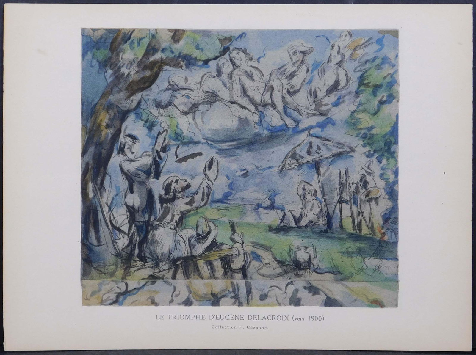 After Paul Cezanne (French, 1839-1906): Le Triomphe d'Eugene Delacrois: After Paul Cezanne (French, 1839-1906): Le Triomphe d'Eugene Delacrois. Limited edition gravure. Unsigned, un framed. Printed by Flourey et Cie, 1923. This item is accompanied by a document from