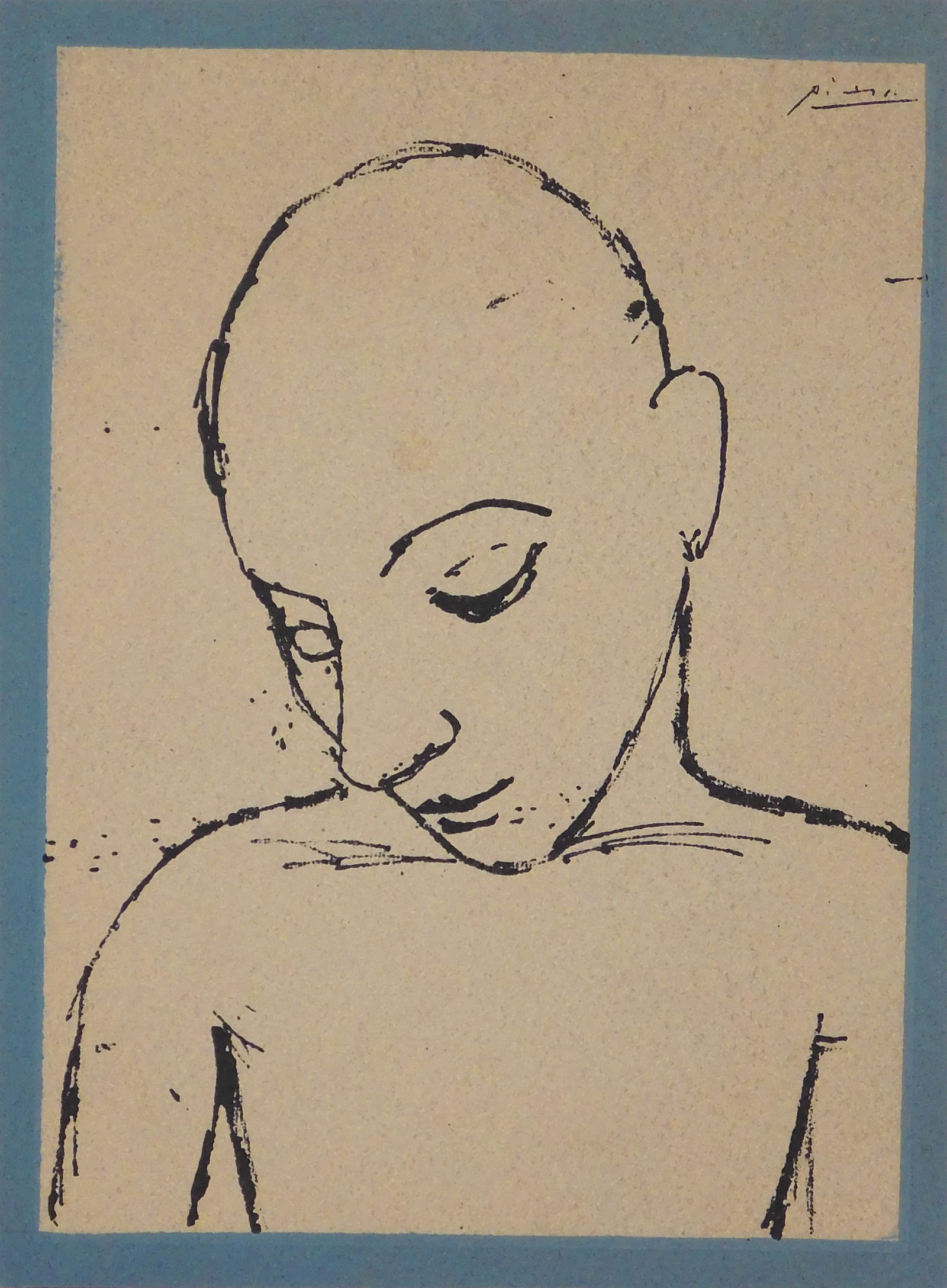 Pablo Picasso: Portrait: Pablo Picasso (Spanish, 1881-1973): Portrait, 1954. Lithograph on cardstock, signed in plate, unframed.