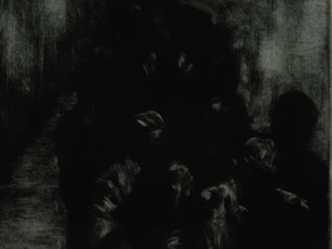 Clara Lieu: Waiting Study No. 6: Clara Lieu (American, b. 1976): Waiting Study No. 6, 2004. Monotype, signature lower right, framed. 11 x 9 inches sight, 17.25 x 15.25 inches framed. Private Collection, New England Very good