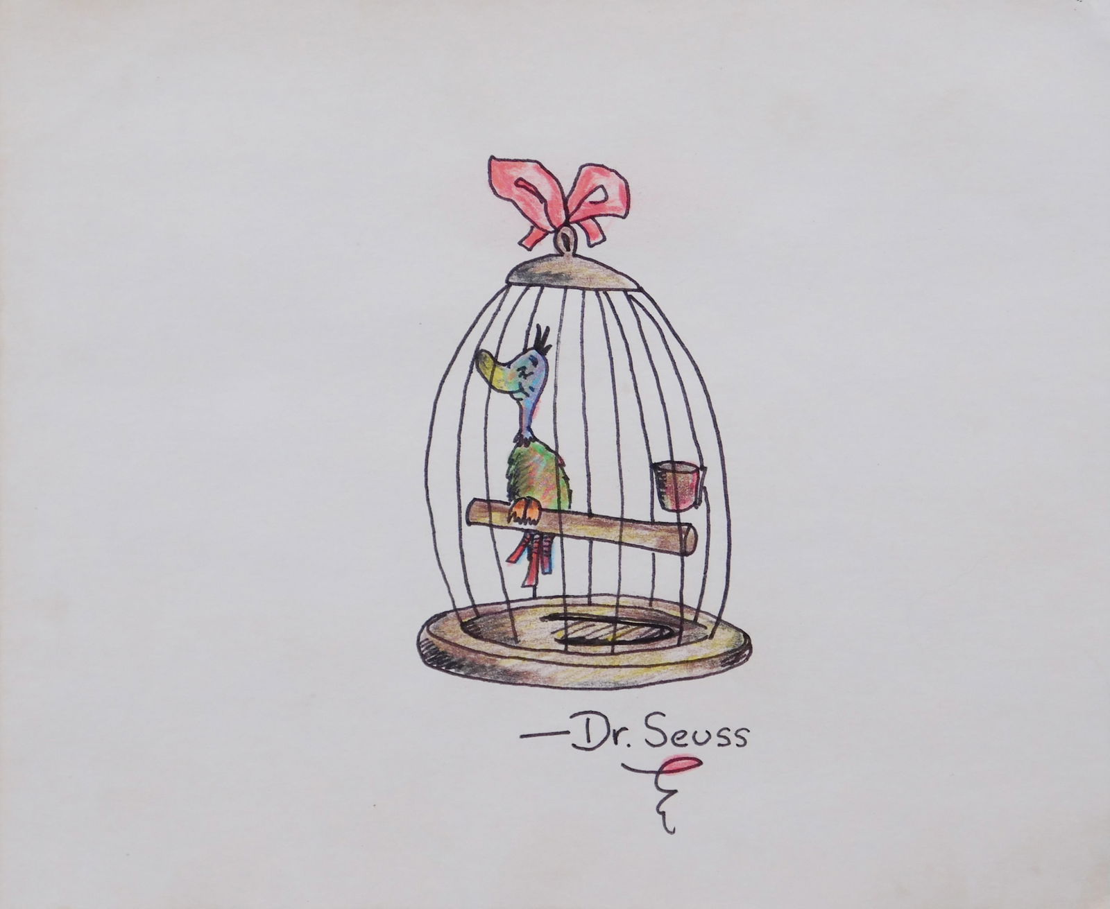 Dr. Seuss Attributed: Bird in a Cage (1 of 5)
