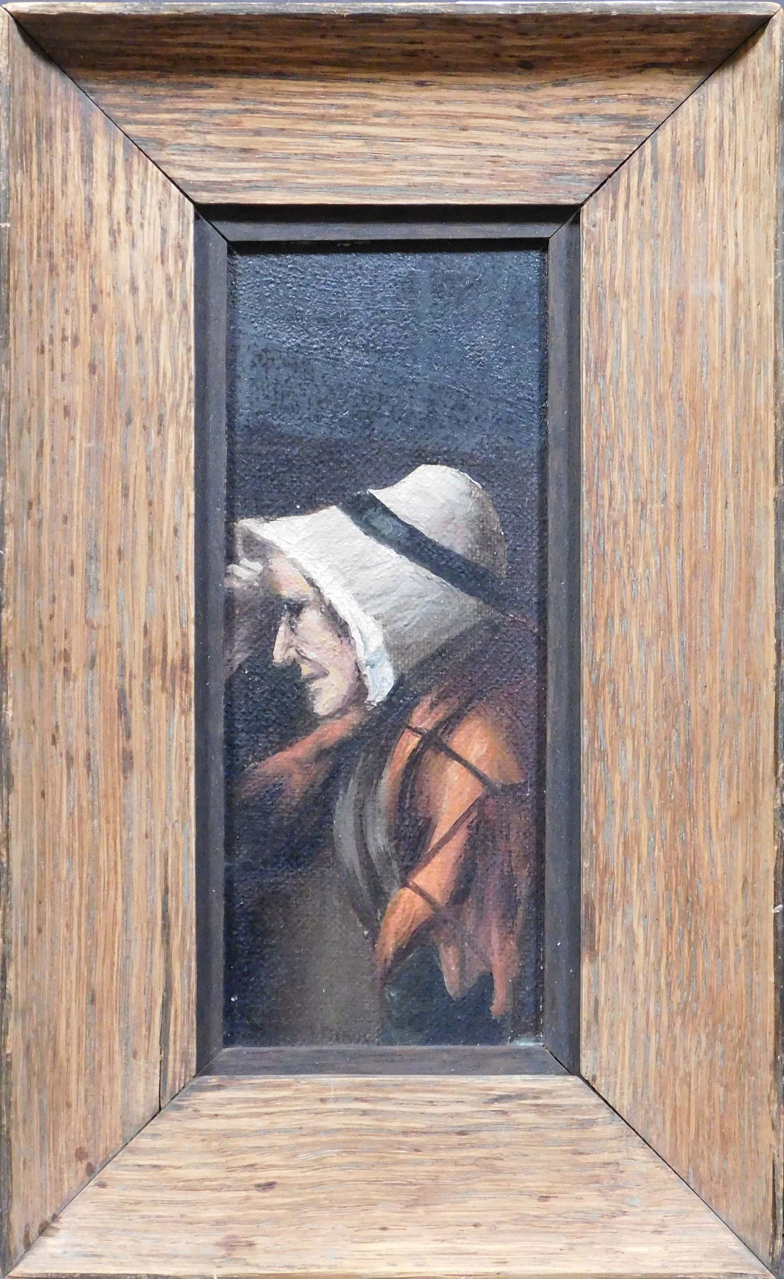 Meyer Straus, Manner of/ Attributed: Old Lady: Meyer Straus, Manner of/ Attributed (German/ American, 1831-1905): Old Lady. Oil on canvasboard, signed below, framed. Meyer Straus is known for Landscape-street, animal and still life painting. 