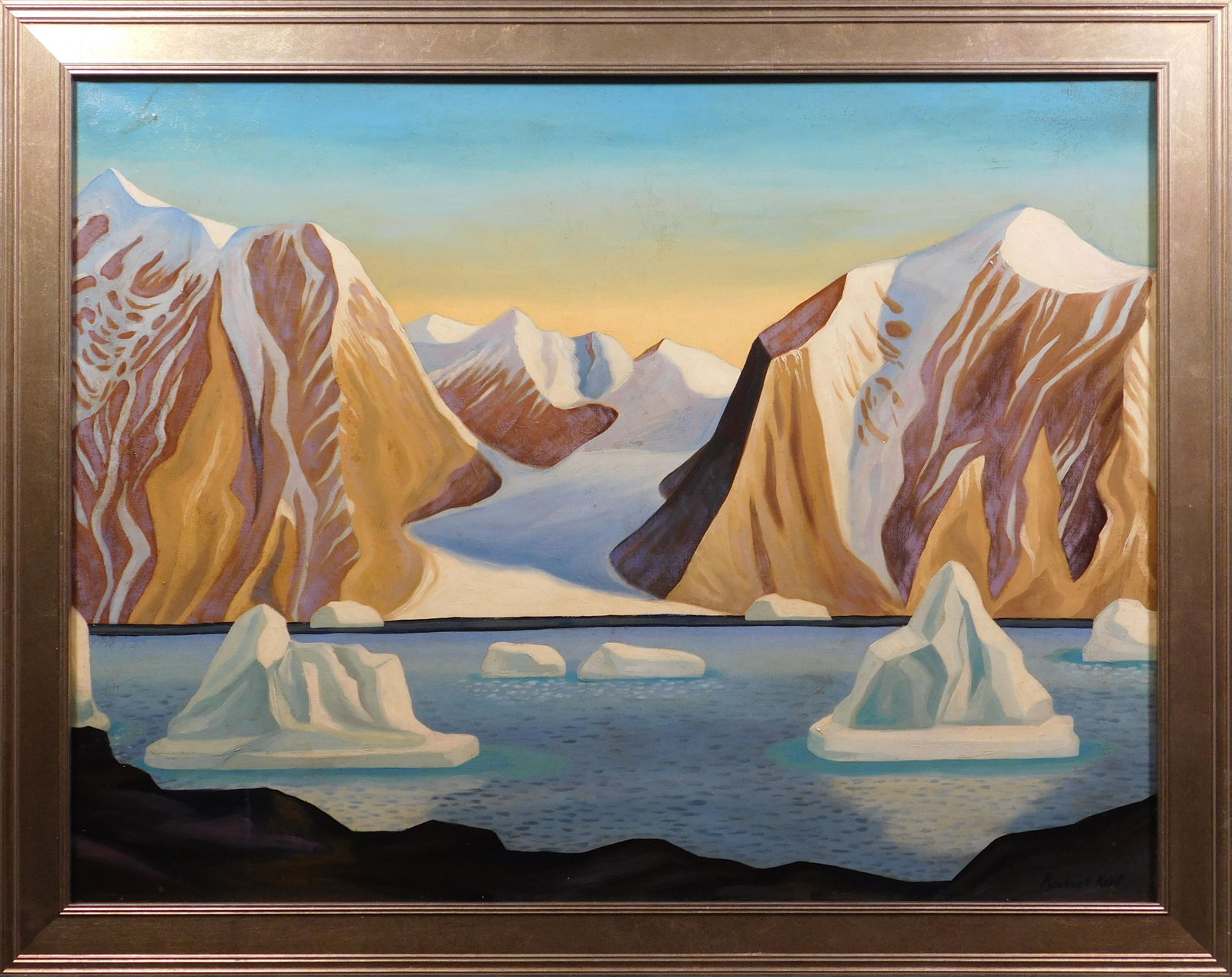 Rockwell Kent, Attributed: Greenland: Rockwell Kent (American, 1882 - 1971), Attributed: Greenland, Oil on canvas, signed lower right, framed. Growing up in a genteel family in New York City, Rockwell Kent was a member of the rugged