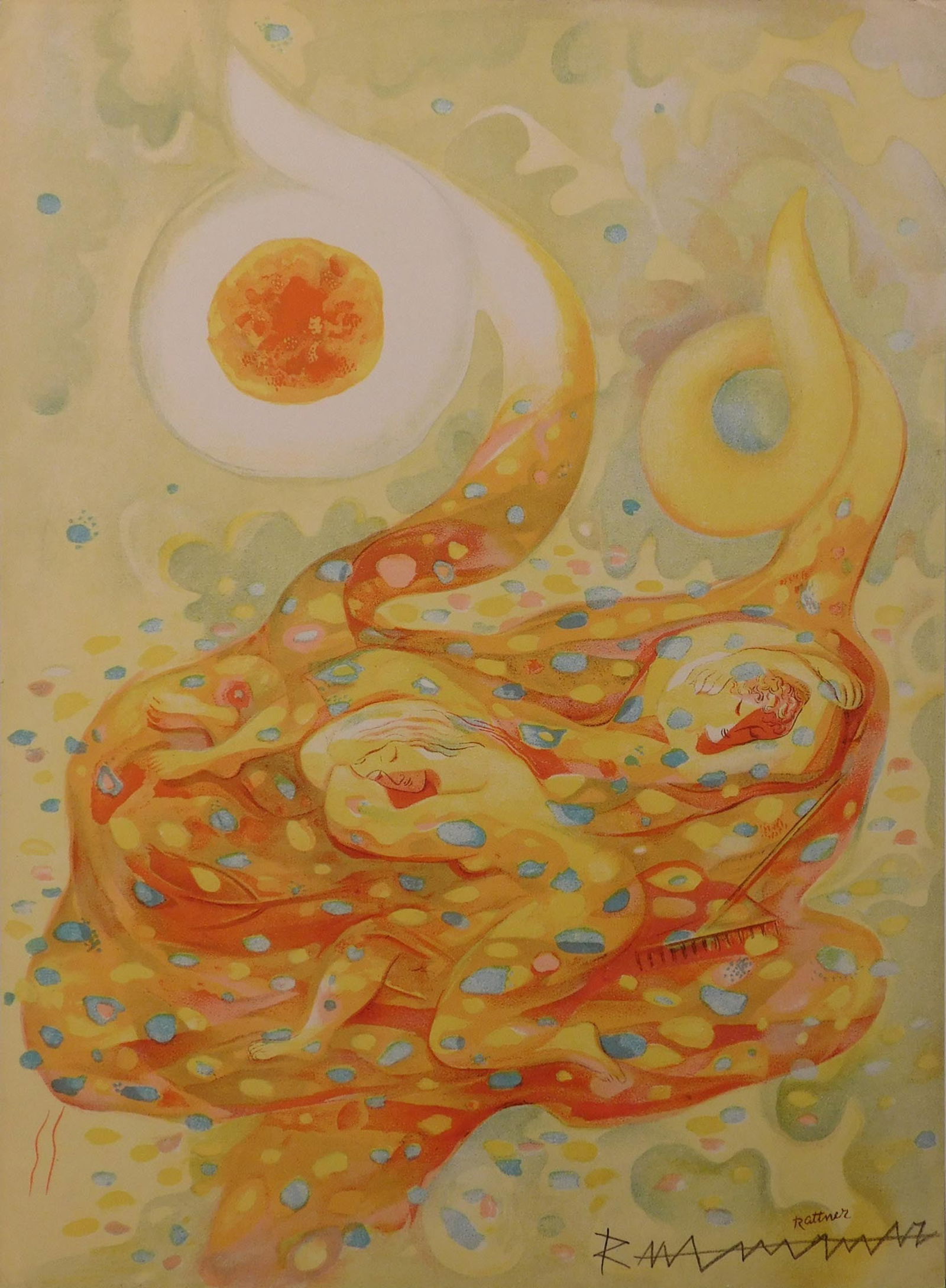 Abraham Rattner: Autumn: Abraham Rattner (1893 - 1978), After: Autumn, 1938. Original, double sided, lithograph in colors on paper. From the limited edition Published by Teriade for Verve, Suite: Verve Vol. 3, No. 1. Signed