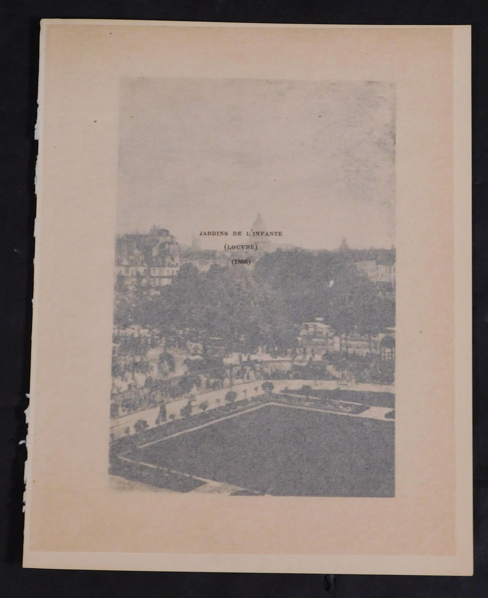 Claude Monet : Jardins de l'Infante (Louvre): Claude Monet (French, 1840-1926): Jardins de l'Infante (Louvre), 1866. Very rare, limited edition, collotype lithograph printed in 1922 from "Claude Monet Sa Vie, Son Temps, Son Oeuvre" by Gustave Gef