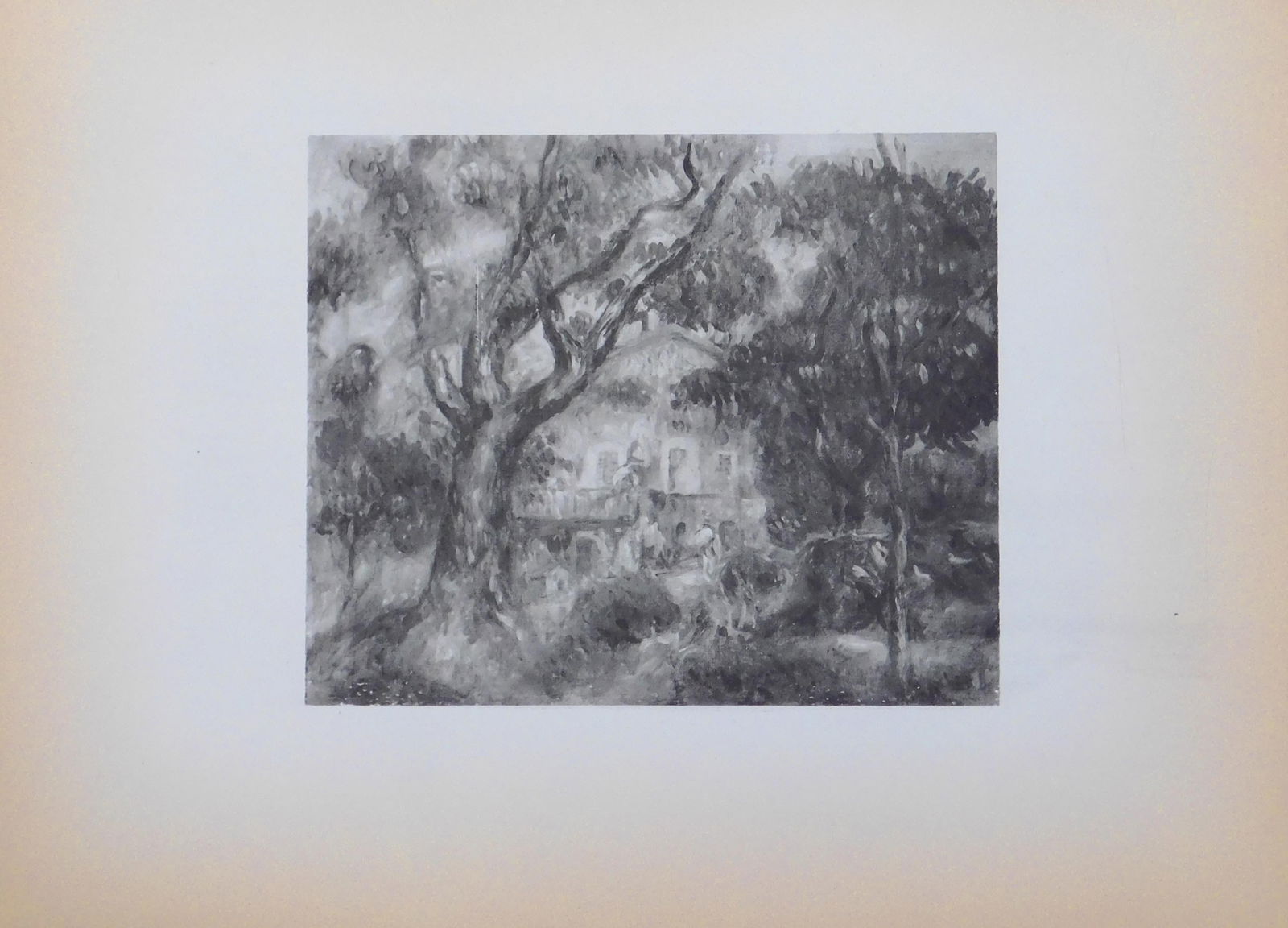 Pierre-Auguste Renoir: La Ferme: Pierre-Auguste Renoir (French, 1841-1919): La Ferme. Limited edition gravure print. Unsigned, un framed. Printed by D'Andre Marty, published by Cahiers d'Aujourd'Hui, ca 1915. This item is accompanied