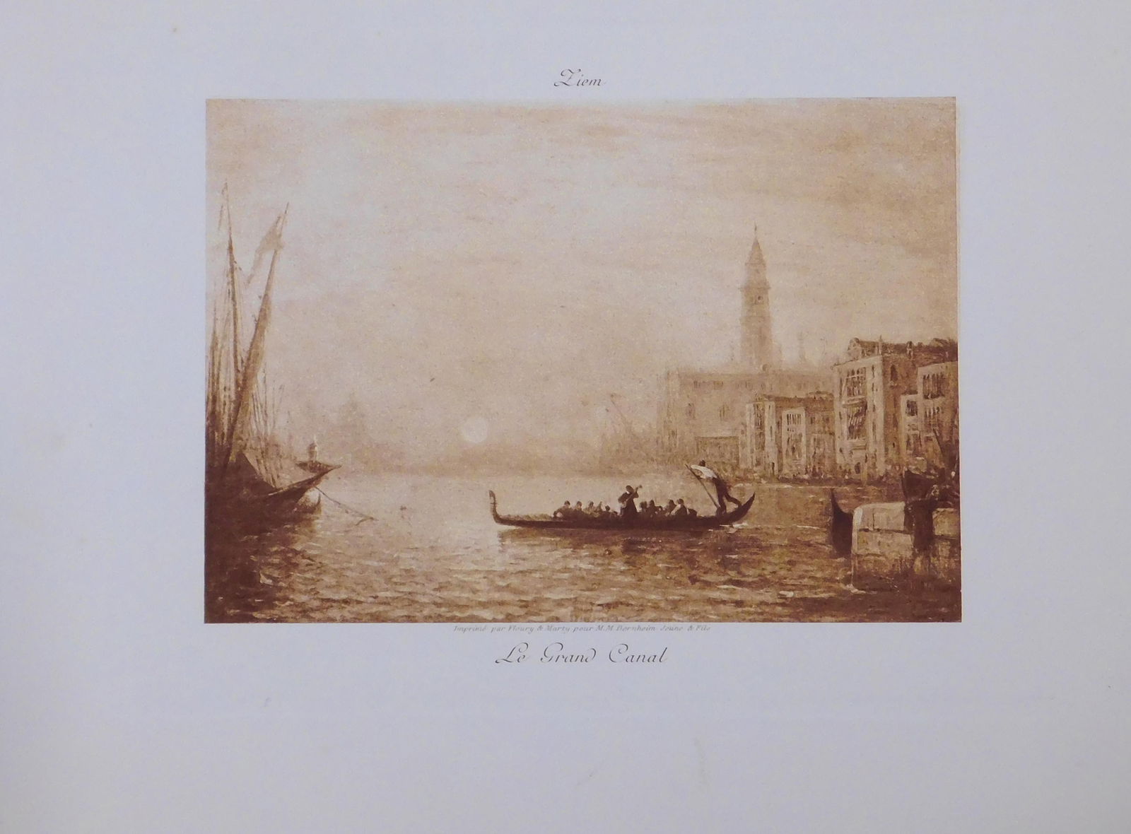 Alfred Sisley: Le Grand Canal: Alfred Sisley (French, 1839 - 1899): Le Grand Canal. Very rare limited edition gravure print. Printed by Bernheim Jeune and Floury et Marty in Paris in 1901. This item is accompanied by a document