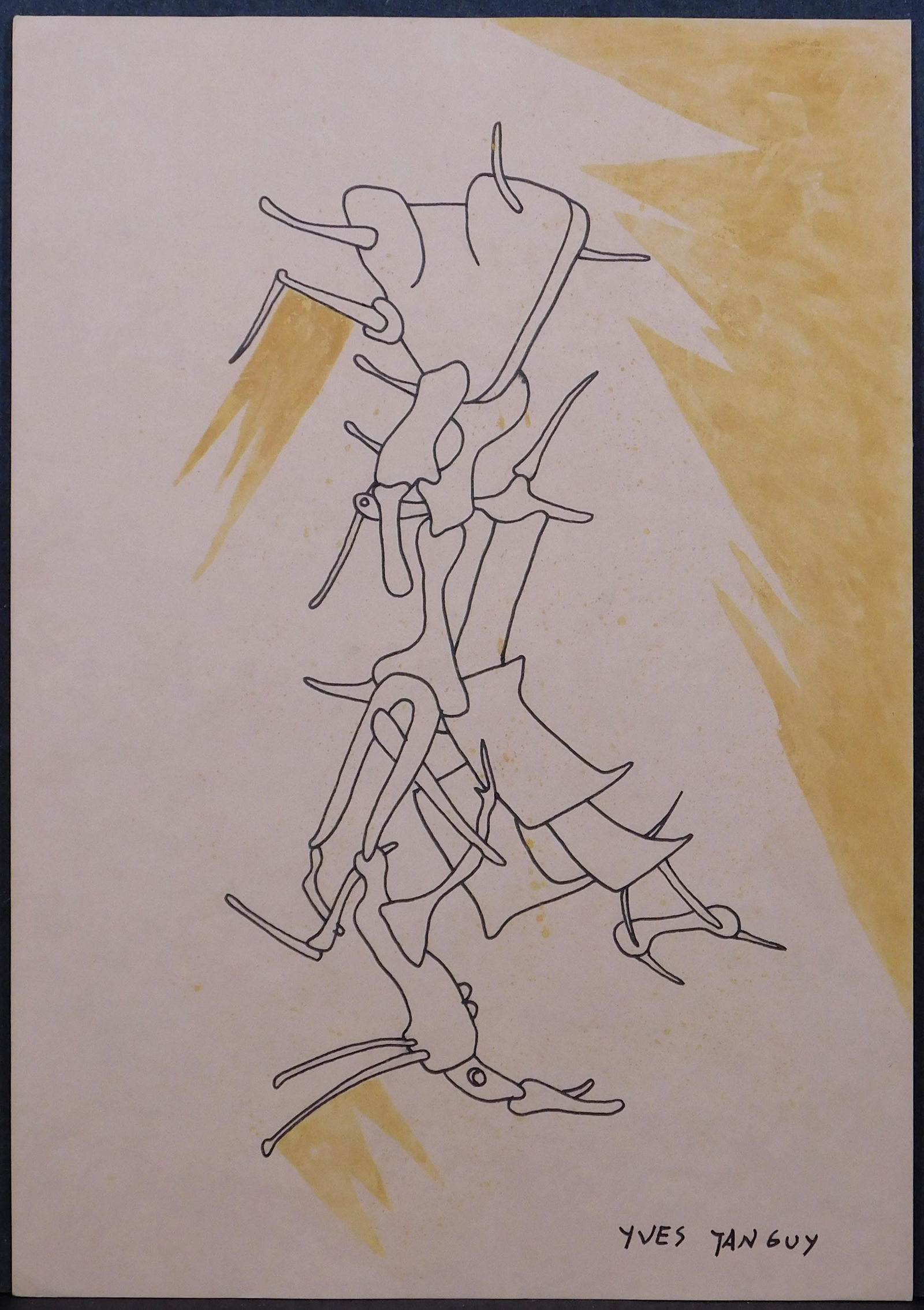 Yves Tanguy, Attributed/ Manner of: Surreal Figure: Yves Tanguy (French, 1900-1955) Attributed/ Manner of: Surreal Figure. Pen and ink and watercolor on paper, signed lower right, undated, unframed. Yves Tanguy was the quintessential Surrealist. He